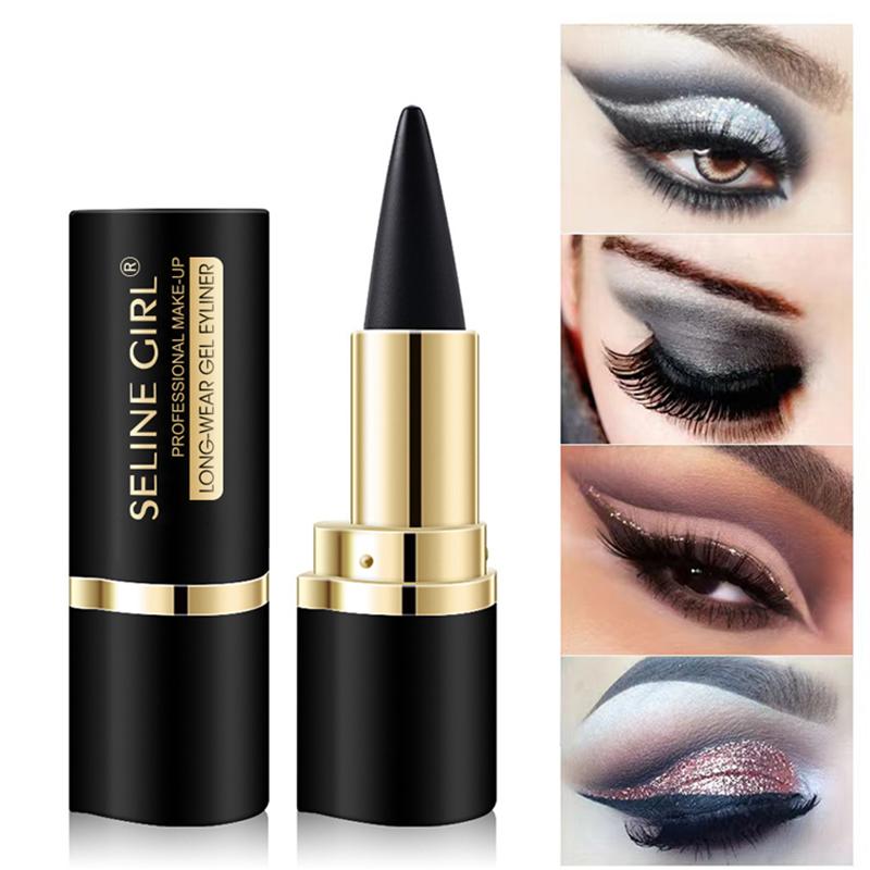 Black Eyeliner Pencil Waterproof Eye Enhancing Stick Solid Thick Gel Smooth 24 Hours Long Lasting Smoky Eye Liner, Cosmetic Beauty Lipliner, Quick Drying Eyeliner Pen, Professional Daily Makeup Accessories, Beetlejuice Makeup