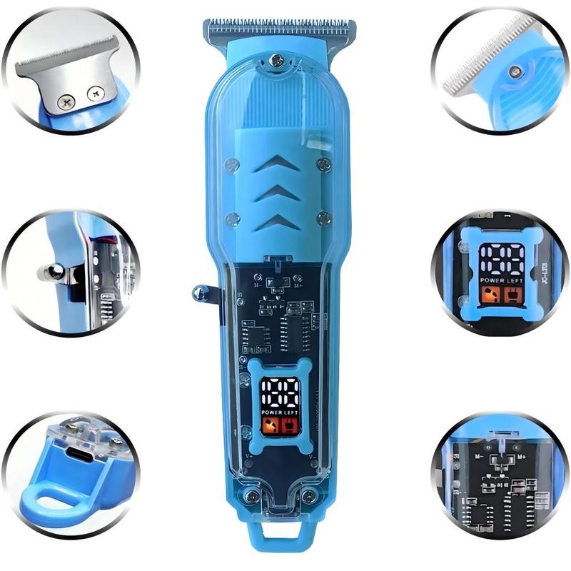 Professional Transparent Lid Hair Clipper, 1 Box Cordless Barber Clipper for Hair Cutting & Grooming, LED Display Hair Clipper for Barber Haircut