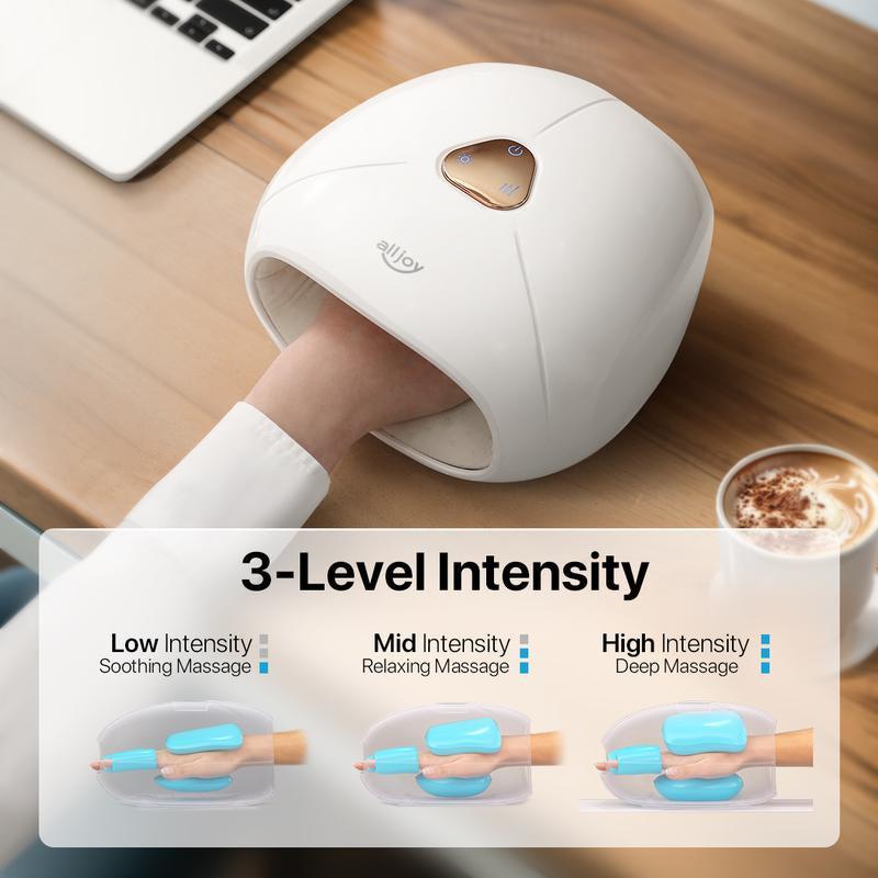 ALLJOY Hand Massager with Heat, Rechargeable Finger Massager with 3 Levels Compression