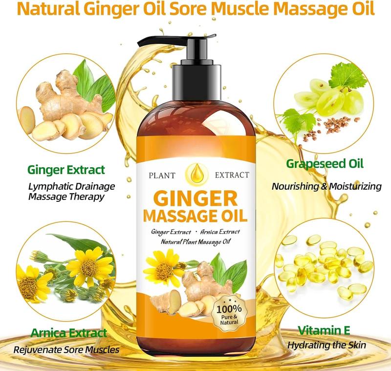 Ginger Oil Massage Oil for Massage ,Ginger Oil Lymphatic Drainage Massage,Sore  Massage Oil, Ginger  Oil for Gua Sha Massage with Arnica Oil-Warming,Relaxing,