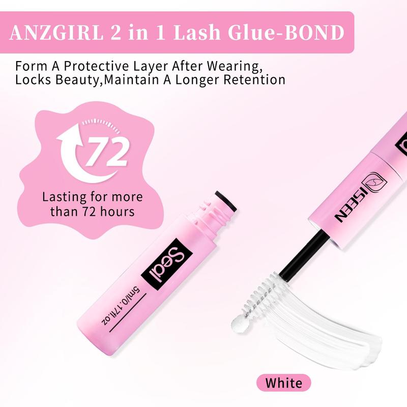 2 in 1 Eyelash Glue & Seal Kit, 2 Counts set Long Lasting Eyelash Glue & Tweezers, Professional Eye Makeup Tool For Women