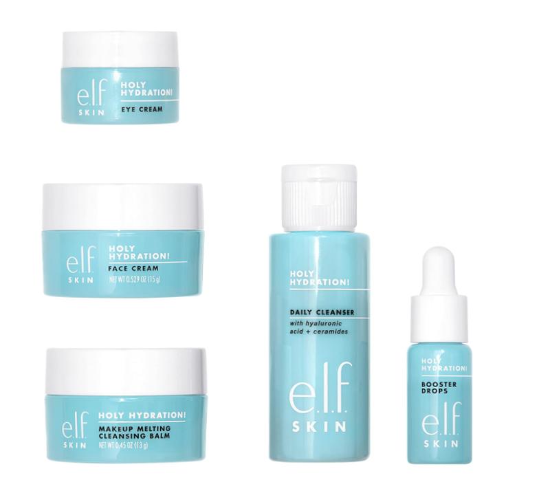 e.l.f. SKIN Hydrated Ever After Skincare Mini Kit, Cleanser, Makeup Remover, Moisturiser & Eye Cream For Hydrating Skin, Airplane-Friendly Sizes