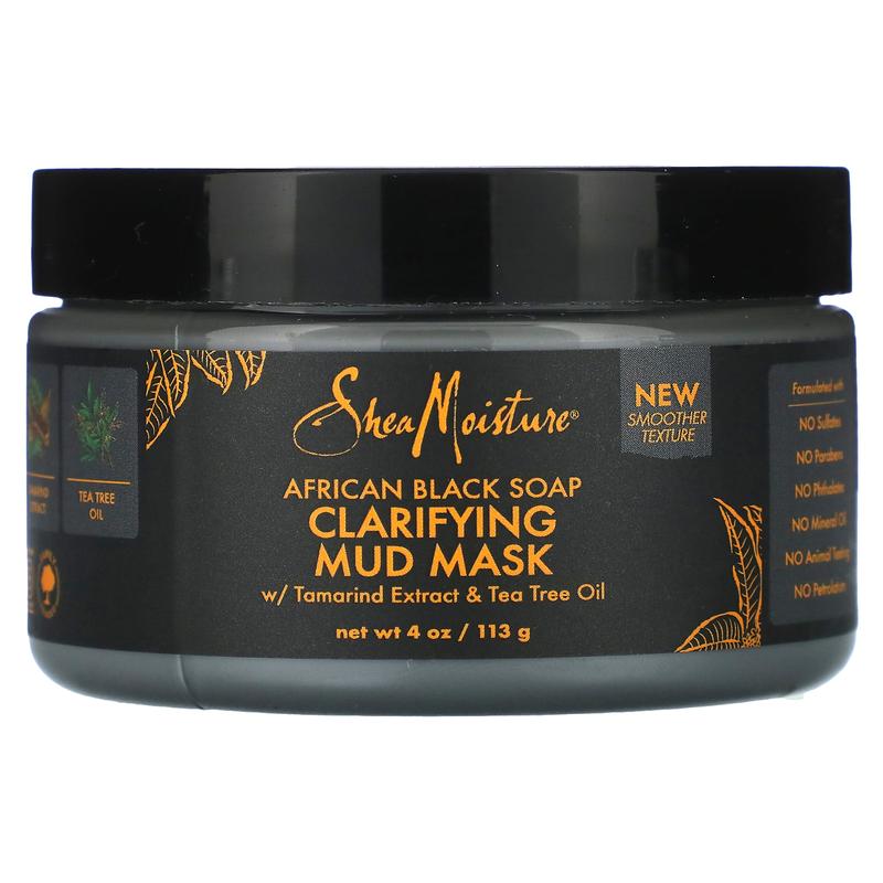 SheaMoisture African Black Soap, Clarifying Mud Beauty Mask w  Tamarind Extract & Tea Tree Oil, 4 oz (113 g)