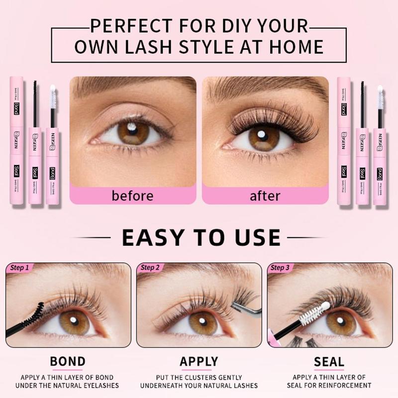 2 in 1 Eyelash Glue & Seal Kit, 2 Counts set Long Lasting Eyelash Glue & Tweezers, Professional Eye Makeup Tool For Women