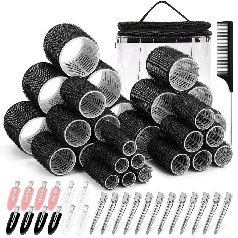 56 count  Rollers Set for Blowout Look Long , 30 count Rollers  Curlers in 5 Sizes with 24 count  Clips and Storage Bag for Long Medium Short  Volume