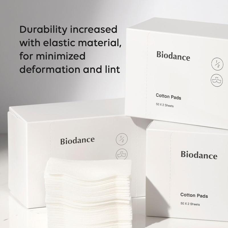 Biodance Cotton Pads, Soft and Thin Square Cotton Pads for Face Toner, Makeup Remover and Facial Cleansing | 50 X 2 Sheets BIODANCE