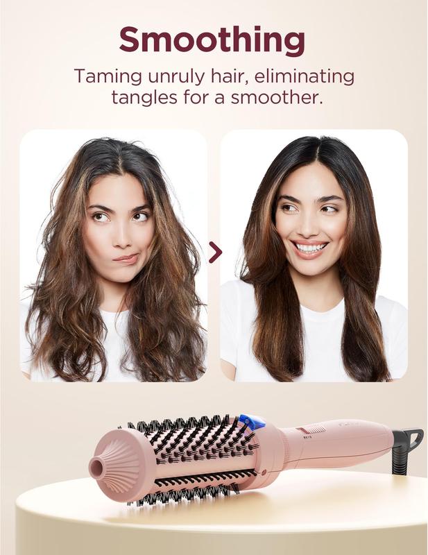 Plavogue Thermal Brush Curling Iron Brush for Blowout Look, 1.5 Inch 1.25 Inch Negatives Ionic Thermal Brush Blowout Look, Thermal Round Brush Dual Voltage for Travel, Quick Heated, Handle Comfort