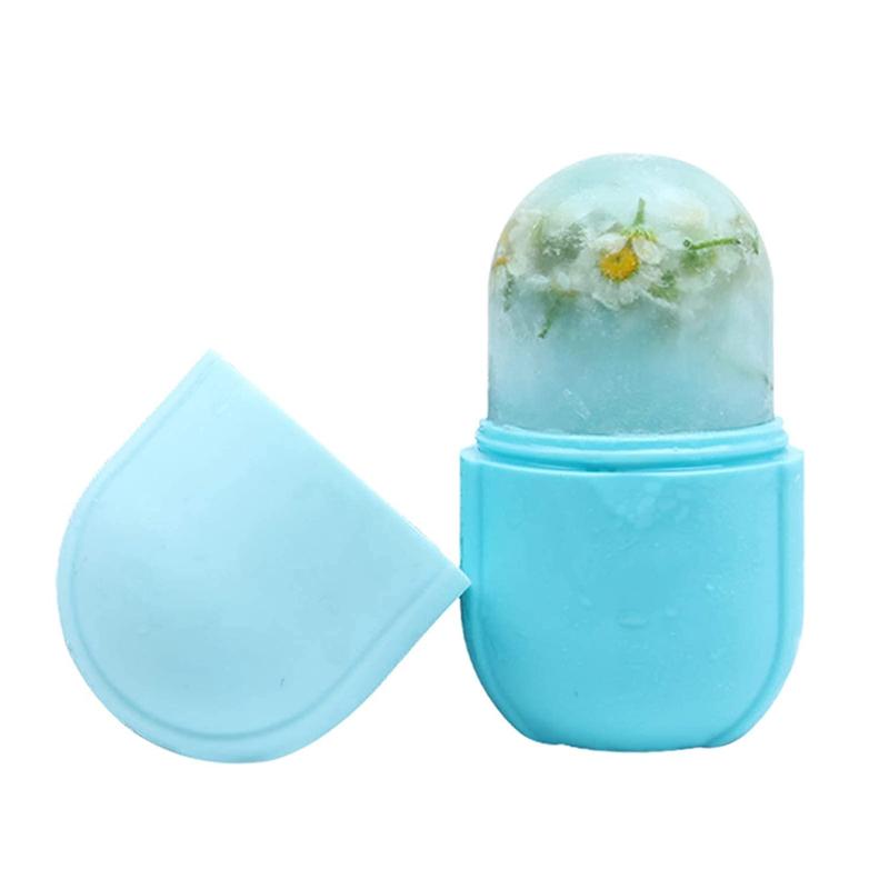 Ice Roller for Face and Eye, Ice Face Roller,Facial Beauty Ice Roller Skin Care Tools, Ice Facial Cube, Gua Sha Face Massage, Silicone Ice Mold for Face Beauty (Blue)