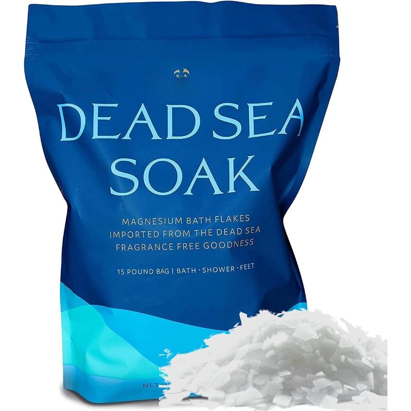 Dead Sea Bath & Foot Soak, 15lb, Unscented Magnesium Bath Salt Flakes, Alternative to Epsom Salt with Over 800,000mg of Elemental Magnesium Per Bag