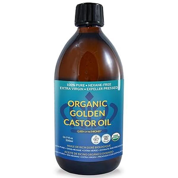 Organic Golden Castor Oil - (16.9oz) | 100% Pure & Expeller-Pressed for Hair, Skin & Digestion | Hexane Free | USDA Certified