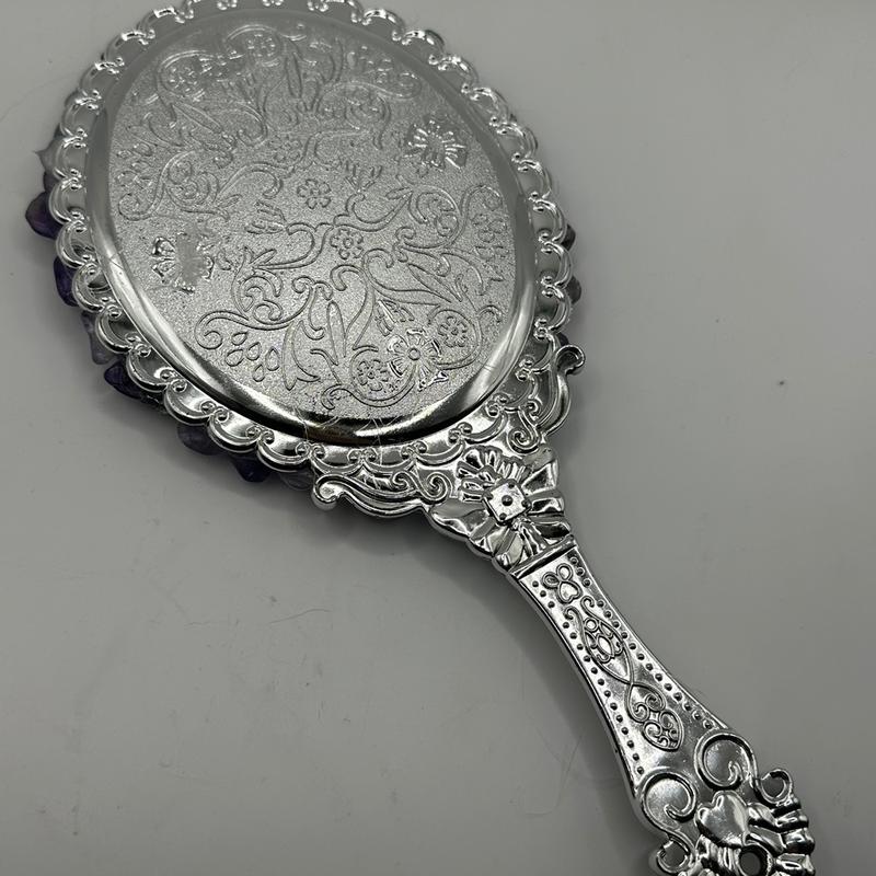 Magic Crystal Manifestation Vintage Silver Handheld Mirror - A Tool for Self-Help and Personal Growth Makeup Cosmetic