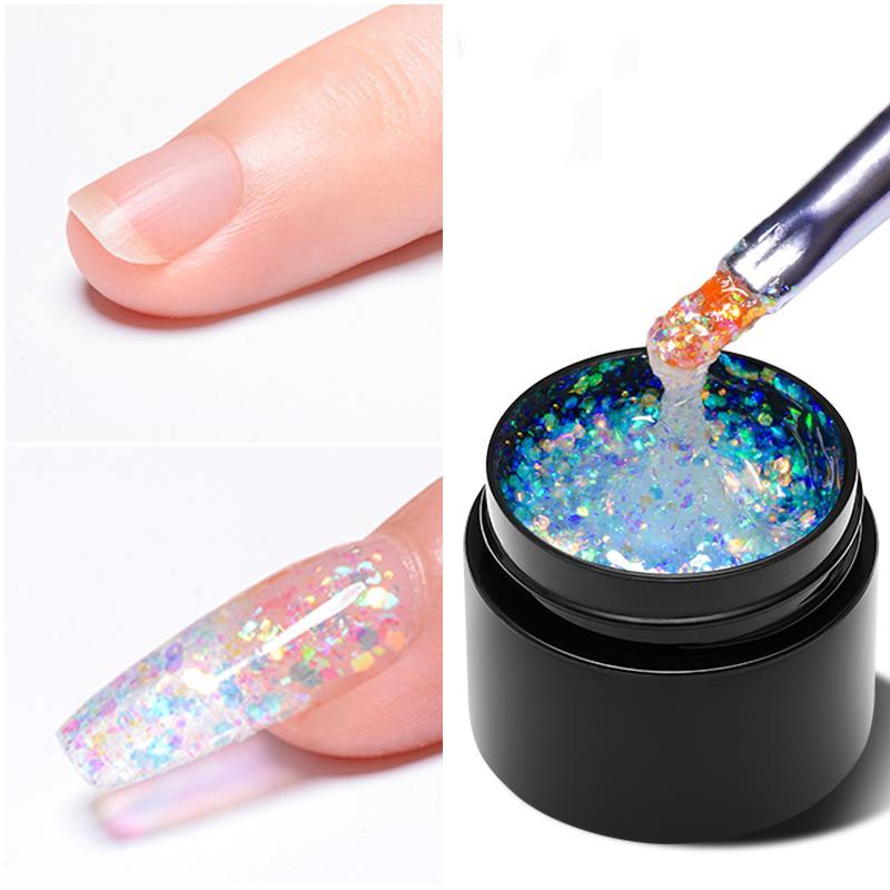 8ml Glitter Acrylic Poly UV Gel Polish (1 Piece), UV LED Gel Varnish Soak Off UV Nail Art, DIY Nail Art For Women & Girls