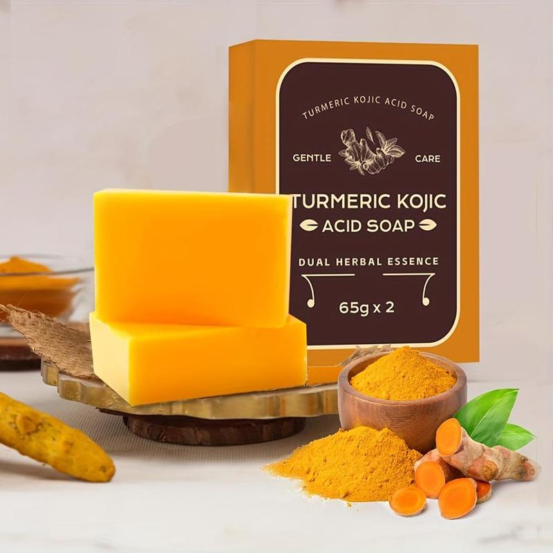 Natural Turmeric Kojic Acid Soap, 4 Counts Moisturizing Oil Control Soap Bar, Deep Cleansing Body Wash Soap for Body & Face