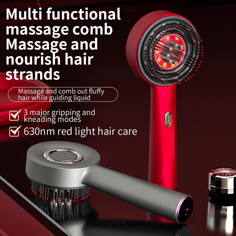 Portable Electric Hair Scalp Massager With IPX7 Waterproof, Cordless Hair Massage Comb With 3 Modes, Red Light Hair Care Comb With Essence Liquid Introduction Applicator, Comfort Hair Care Product For Home & Travel Use