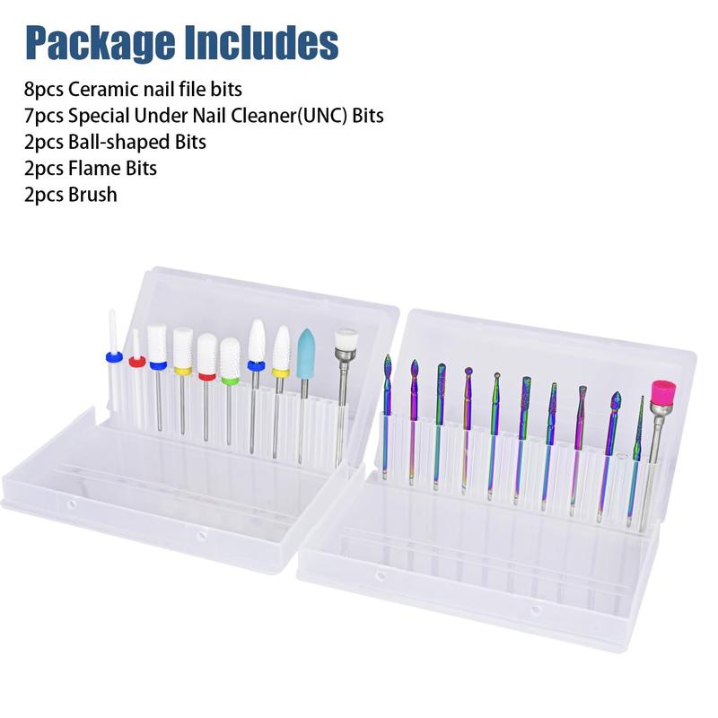 21pcs nail drill bit set, diamond cuticle electric nail file and ceramic acrylic gel nail drill bit kit Nail Care Compact