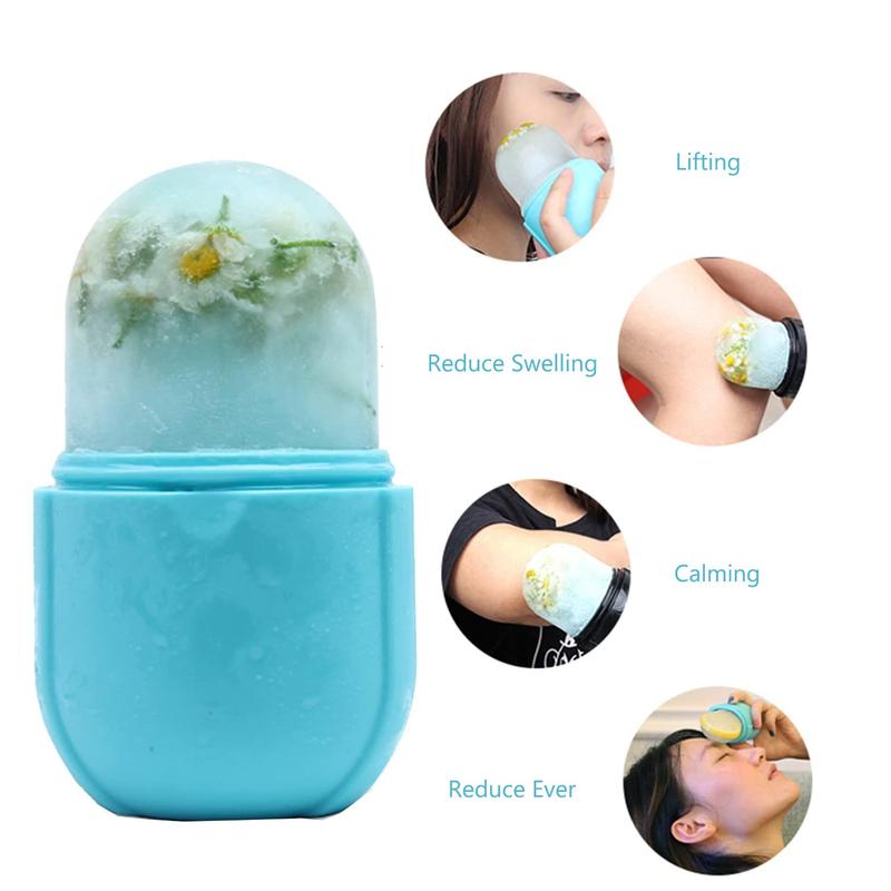 Ice Roller for Face and Eye, Ice Face Roller,Facial Beauty Ice Roller Skin Care Tools, Ice Facial Cube, Gua Sha Face Massage, Silicone Ice Mold for Face Beauty (Blue)