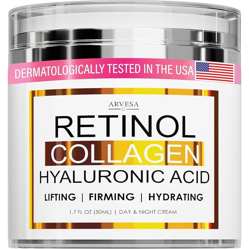 Retinol Cream for Face - Facial Moisturizer with Collagen Cream and Hyaluronic Acid - Anti Aging Face Cream - Day and Night Face Lotion for Women and Men - Hydrating Wrinkle Cream for Face