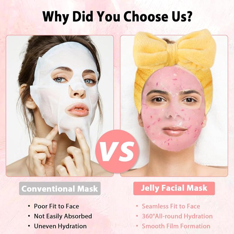 Jelly Mask for Facials Professional,10 Pack Jelly Mask Powder with Face Mask Mixing Bowl Set, Peel Off Hydrojelly Mask, Modeling Rubber Mask for Hydrating, Nourishing & Soothing