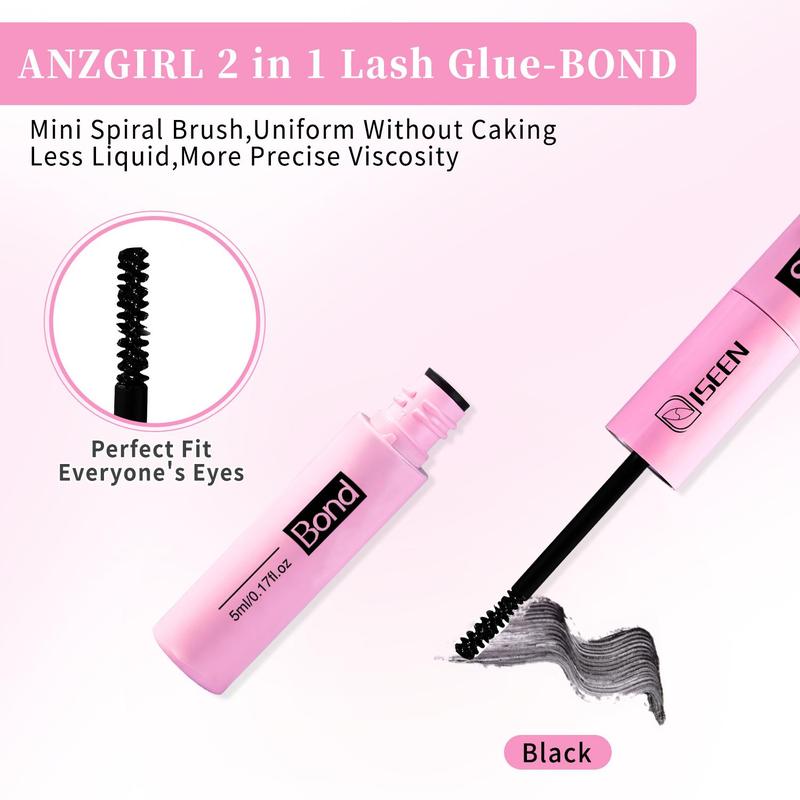 2 in 1 Eyelash Glue & Seal Kit, 2 Counts set Long Lasting Eyelash Glue & Tweezers, Professional Eye Makeup Tool For Women