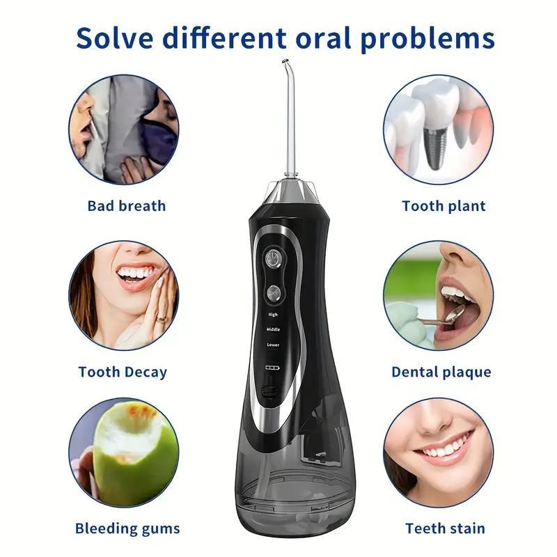 Portable USB Rechargeable Oral Irrigator, 1 Set Cordless Water Flosser with 7 Counts Nozzles, IPX7 Waterproof Oral Irrigator for Home & Travel