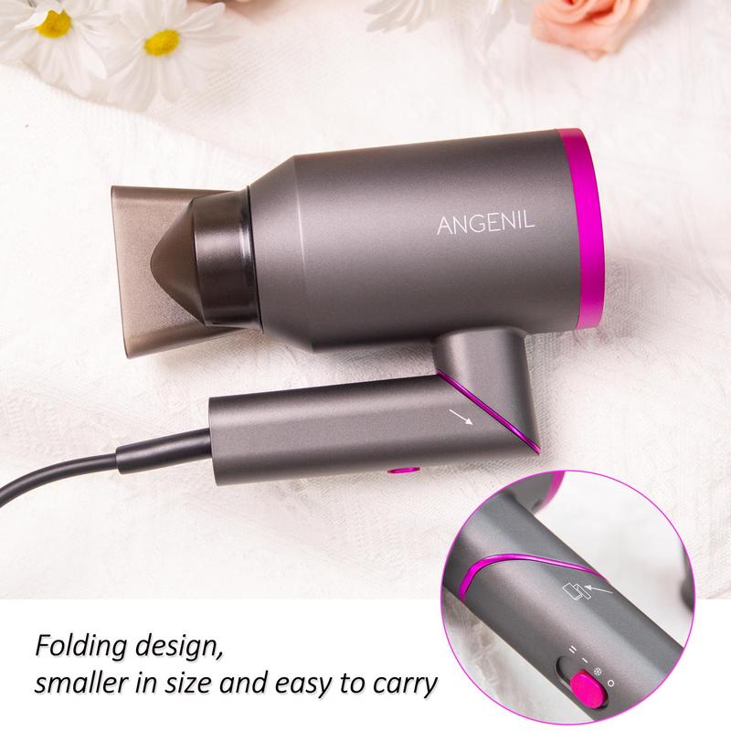 Foldable Handle Hair Dryer with Diffuser, 1800W Ionic Constant Temperature Blow Dryer, Hair Care Appliance for Women