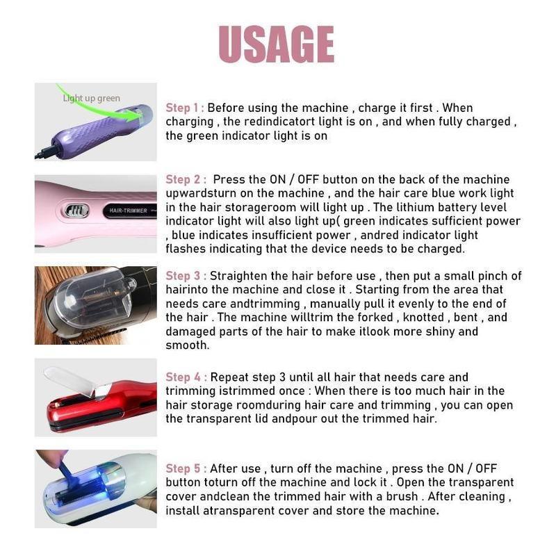 2 in 1 Split Hair Clipper,, 1 Box Rechargeable Hair Clipper with Clips & Brush, Professional Hair Trimmer for Women & Men