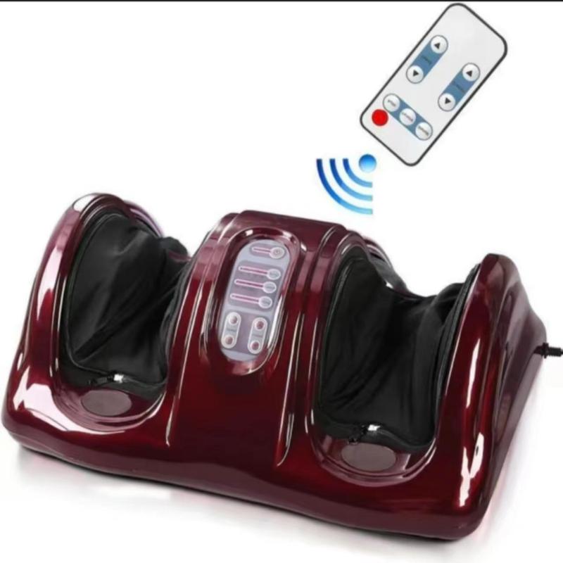 Shiatsu Foot Massager Machine with Remote Controller - Kneading and Rolling Home Massagers for Feet, Ankle, Calf, and Leg - Red and Black - Comfort