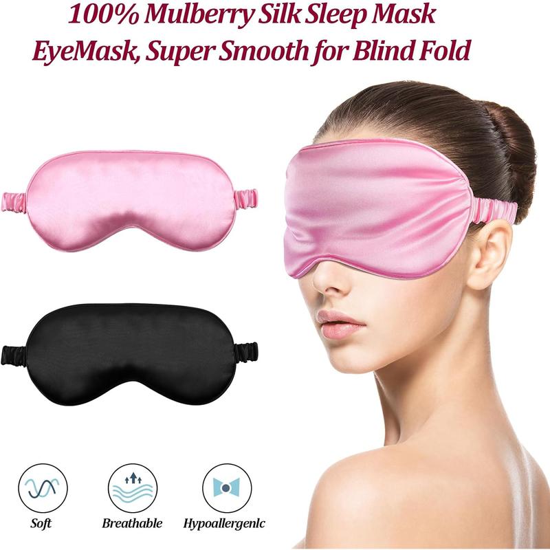 Morelax Ultimate Comfort Unisex Blackout Travel Eye Masks Sleep Mask, Set of 2 | Soft & Lightweight | Perfect for Yoga, Nap, and Travel | Black & Pink