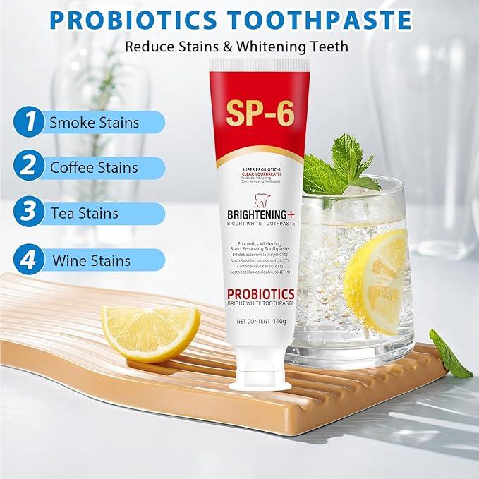 SP-6 Toothpaste Oral Health Management,Remove smoke stains,Probiotic Toothpaste for Oral Health Management and Fresh Breath, with Sodium Saccharin and Lactobacillus,Hydroxyapatite, Whitening Toothpaste, Fights Plaque.