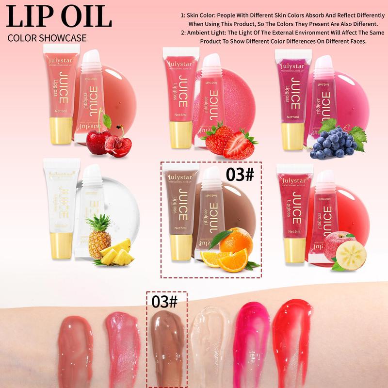 Fruit Flavor Lip Gloss, 3 5 Counts Moisturizing Lip Glaze, Long Lasting Lip Gloss, Glossy Lipstick, Waterproof and Nutritious Care Lip Oil for Girls & Women