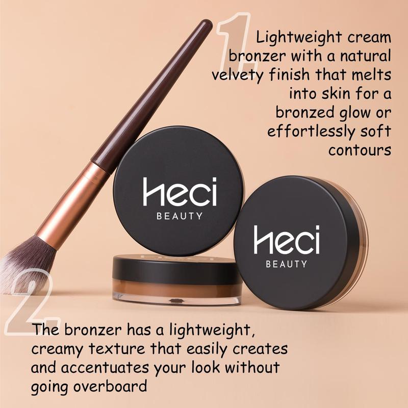 Long Lasting Bronzer Cream, 1 Box Facial Compact Bronzing Cream, Easy to Apply with Buildable Coverage, Contouring Cream for All Skin Tones