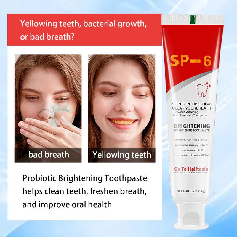 SP-6 Toothpaste Oral Health Management,Remove smoke stains,Probiotic Toothpaste for Oral Health Management and Fresh Breath, with Sodium Saccharin and Lactobacillus,Hydroxyapatite, Whitening Toothpaste, Fights Plaque.