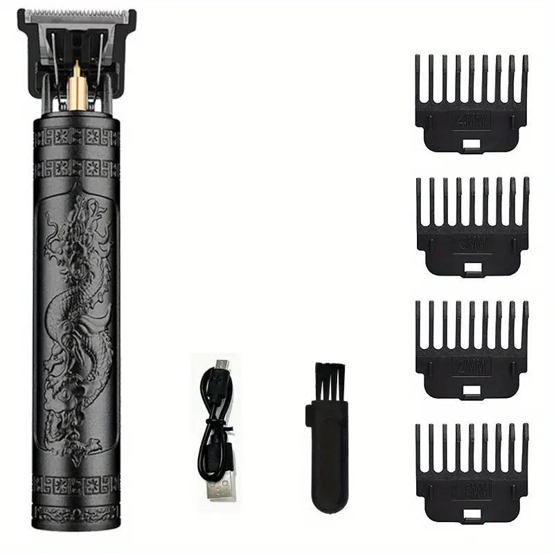 Electric Hair Clipper Set, 1 Count Cordless Hair Clipper & 4 Counts Limit Comb & 1 Count Cleaning Brush & 1 Count Charging Cable, Hair Styling Tools