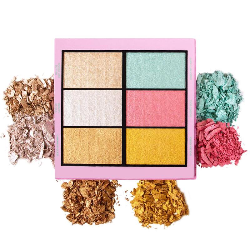 KimChi Chic Drama Queen Cosmetics Highlighter and Blush Palette - 6 Shimmery Colors for Flawless Makeup