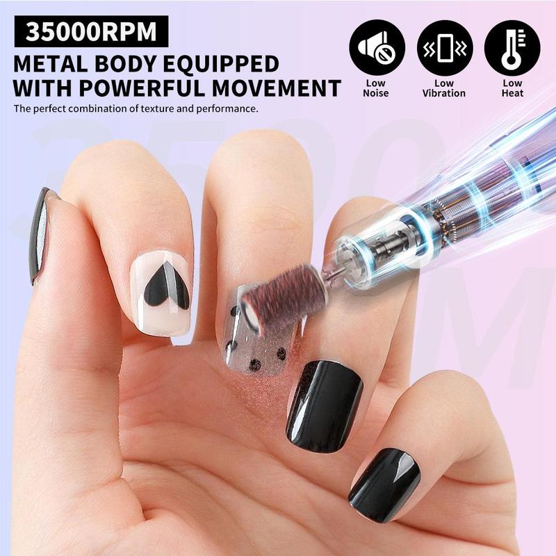 Portable Electric Nail Drill Machine, 1 Set Professional Nail Polisher & Nail Drill Bits Accessories, Nail Care, Nail Art, Manicure & Pedicure Tool for Home & Salon Use