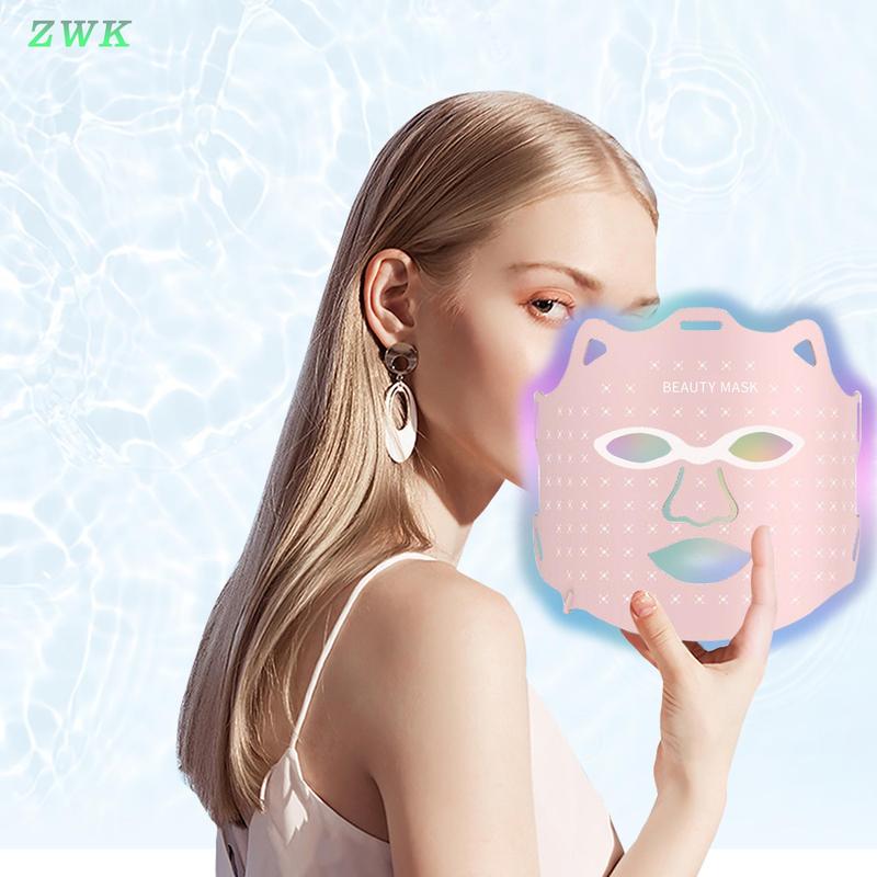 Portable Silicone LED Skin Care Mask, 1 Count Comfortable 7 Color Light Facial Mask, Men And Women Skin Care Gospel