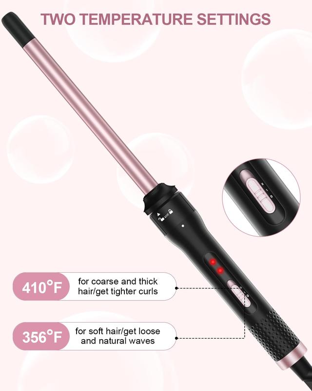 3 in 1 Curling Iron, Curling Wand Set with Curling Brush 3 Interchangeable Ceramic Curling Wand(0.5”-1.5”), Dual Voltage 30s Fast Heating with Heat Resistant Glove & 2 Clips and Gift Box