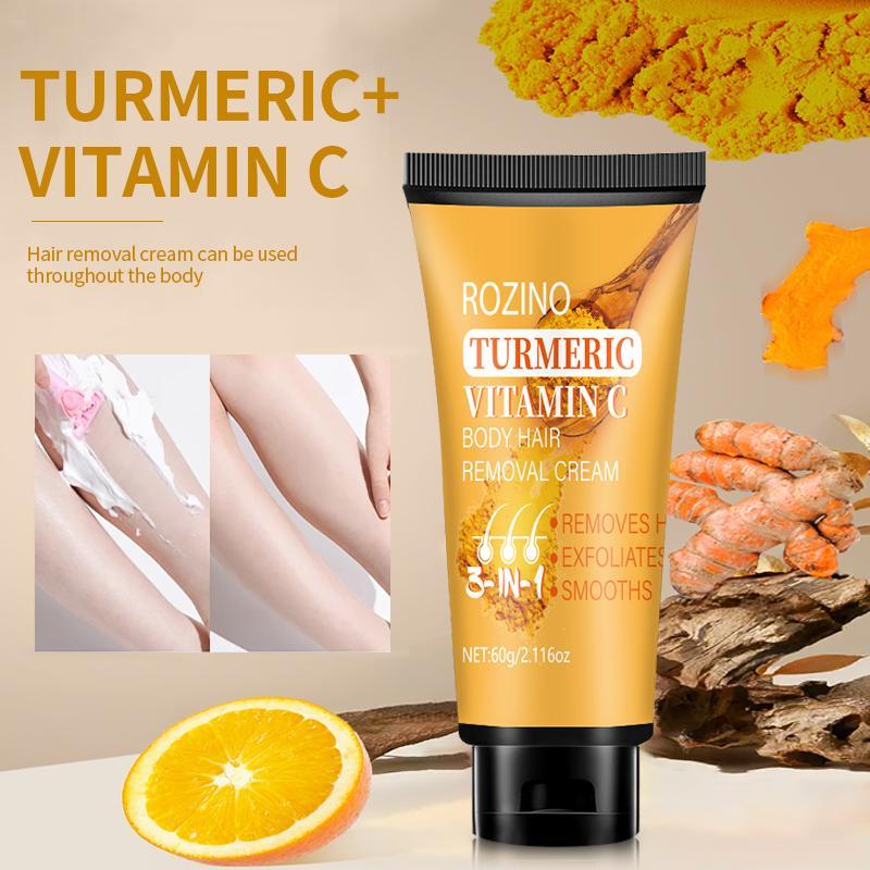 60g Turmeric Hair Removal Cream, Gentle Non-irritating Hair Removal Body Scrub, Hair Removal Tool for Women & Men All Hair Types