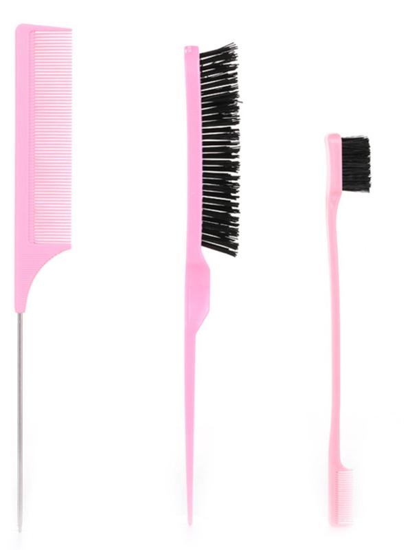 Hair Styling Comb Set, Slick Brush Set,  Hair Brush Teasing Comb Edge Hair Brush Teasing Brush Set, Rat Tail Comb Double Sided Edge Brush, Heatless Haircare