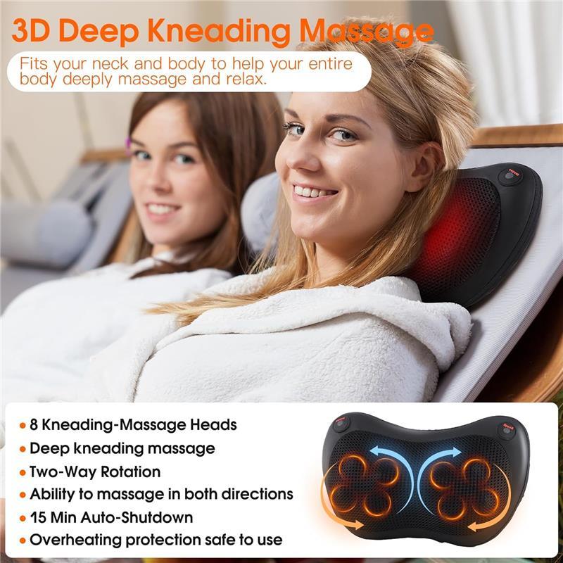 Back and Neck Massager with Heat,Shiatsu Neck Back Massager Pillow,3D Deep Massager for Whole Body Muscle at Home Car | Christmas gift