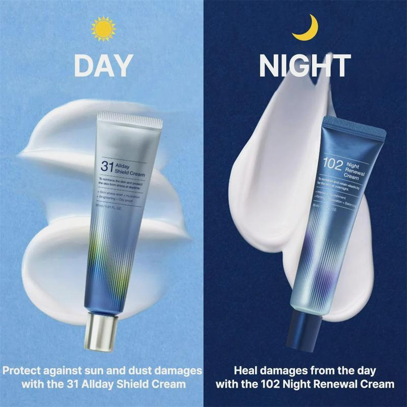 31 All-Day Shield Cream & 102 Night Renewal Cream,All-day & Night 2-Pack Cream for Face,  Intensive Skin Care, All-day Protection Cream, Skin Firming Facial Serum, Night Renewal Cream