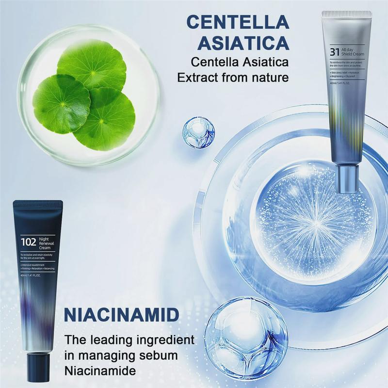 31 All-Day Shield Cream & 102 Night Renewal Cream,All-day & Night 2-Pack Cream for Face,  Intensive Skin Care, All-day Protection Cream, Skin Firming Facial Serum, Night Renewal Cream