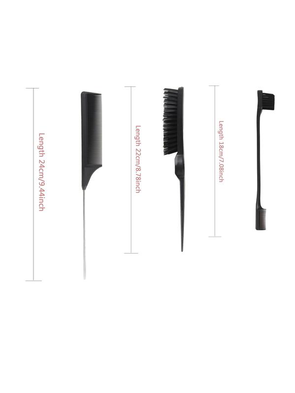 Hair Styling Comb Set, Slick Brush Set,  Hair Brush Teasing Comb Edge Hair Brush Teasing Brush Set, Rat Tail Comb Double Sided Edge Brush, Heatless Haircare