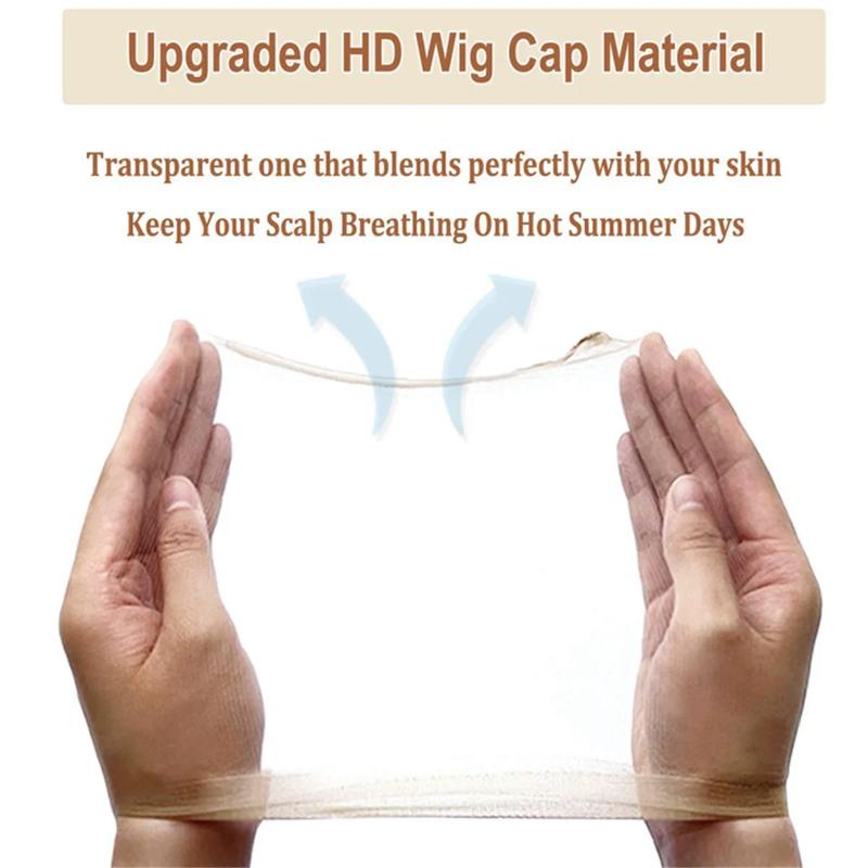 Megalook 2 Pcs set Invisible and Breathable HD Wig Cap for Human Hair Synthetic Wig Installations Easy to Wear