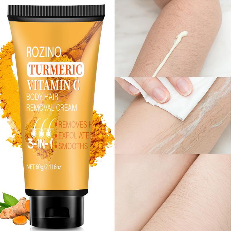 60g Turmeric Hair Removal Cream, Gentle Non-irritating Hair Removal Body Scrub, Hair Removal Tool for Women & Men All Hair Types