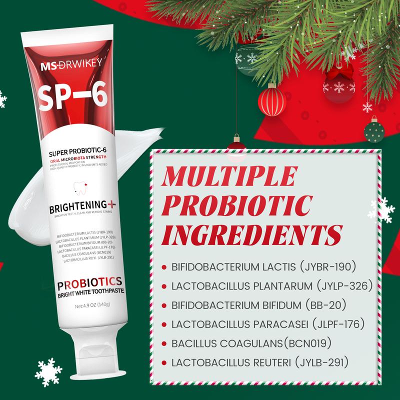 MSDRWIKEY SP-6 Christmas Complete Oral Care Set - 6-Pack | Free Toothpaste Gift | Probiotic & Nano Hydroxyapatite Formula for Oral Health & Repair