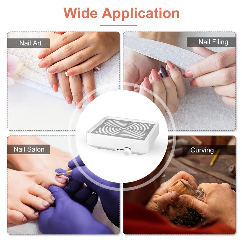 Professional Nail Dust Collector, Low Noise Nail Dust Cleaner, Nail Art Cleaning Tool, Manicure & Pedicure Tool for Home & Salon Use, Nail Supplies