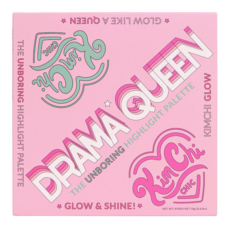 KimChi Chic Drama Queen Cosmetics Highlighter and Blush Palette - 6 Shimmery Colors for Flawless Makeup