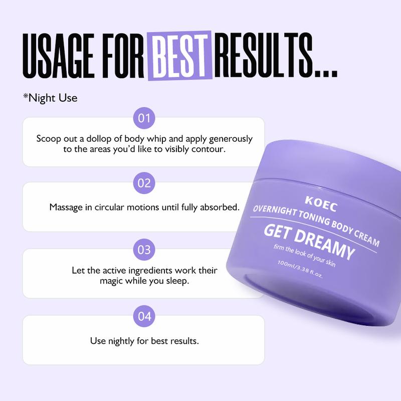 KOEC Overnight Toning Whip - Body Firming Whip That Works While You Sleep - Helps Target The Appearance Of Loose Skin On The Body Body Care Cream