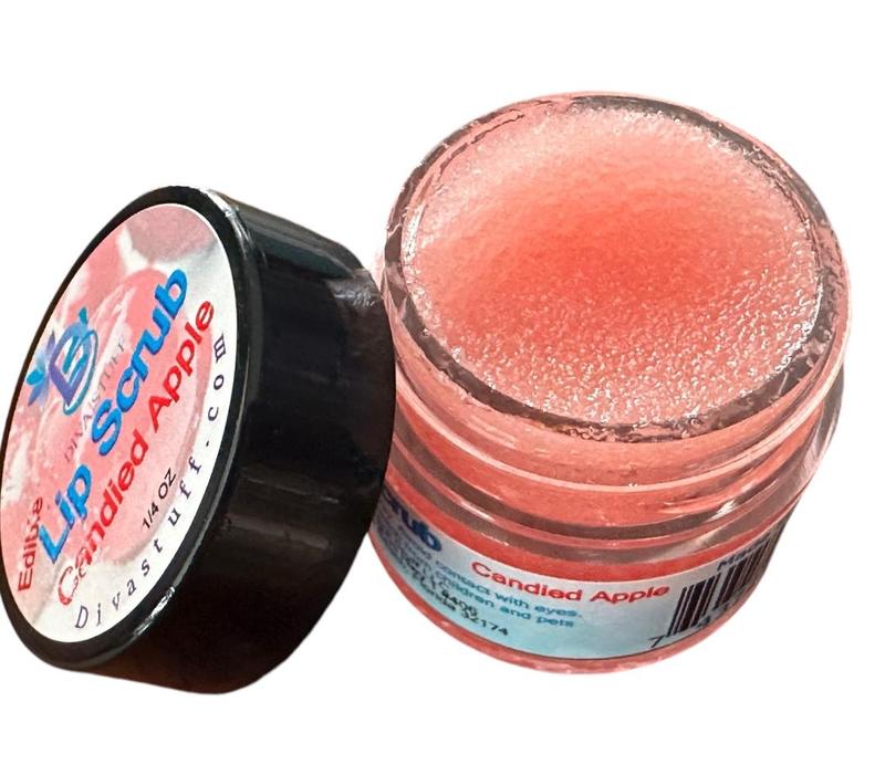 Diva Stuff Candied Apple Lip Scrub, Moisturizing, Exfoliating, Repairing and Softening, Tastes Amazing , Natural Ingredients and Made in the USA, .25 Oz Jar